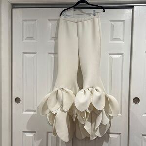 AKIRA Cream Ruffle Hem Pants